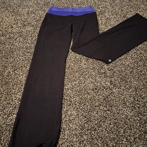 Black Yoga Pants with Purple Waistband